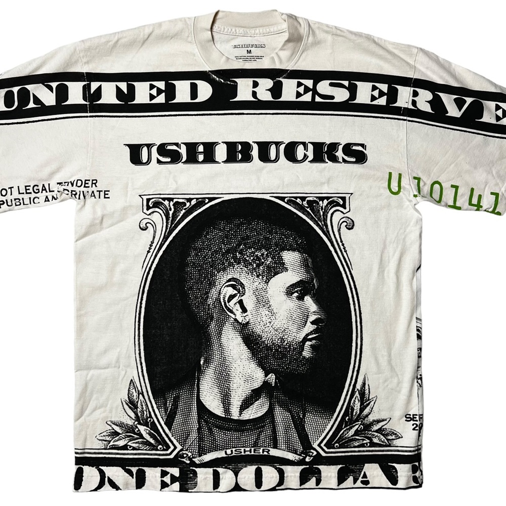 NWOT Usher AOP Usher Bucks The Colosseum Graphic T-Shirt Men’s M, L, XL, XXL